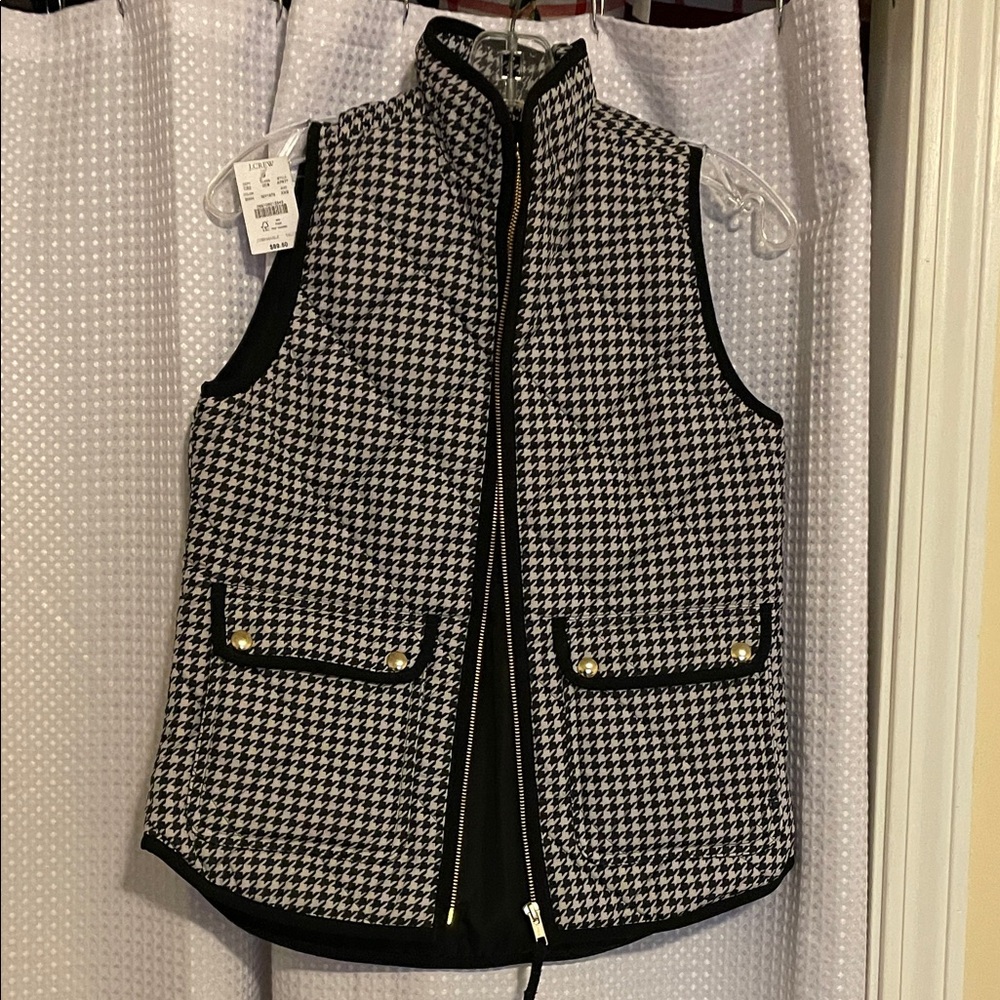 J. Crew Black and white Houndstooth vest